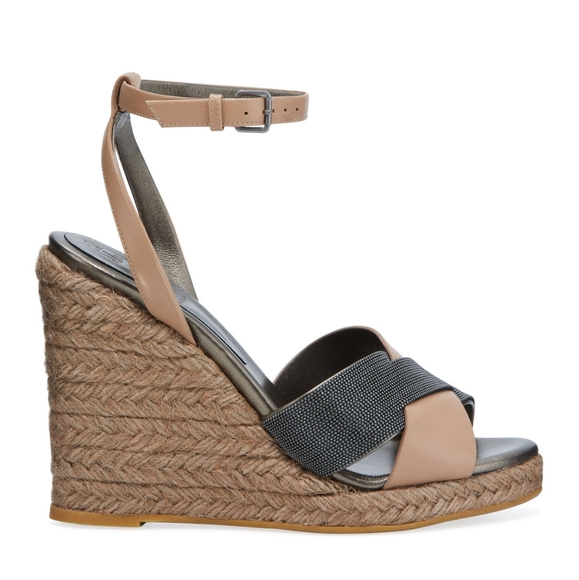 Brunello Cucinelli Leather Wedge Sandal. - Picture 2 of 15